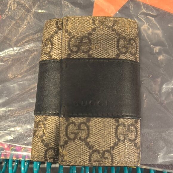 Gucci Brown and Black Key Card Holder with Signature Monogram - Picture 1 of 9